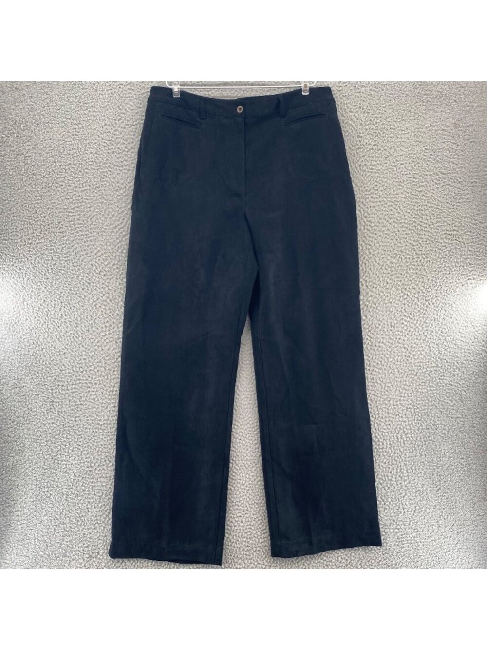 Chicos Pants Womens 2.5 US 14R Black Wide Leg Pockets Brushed Office Career Work